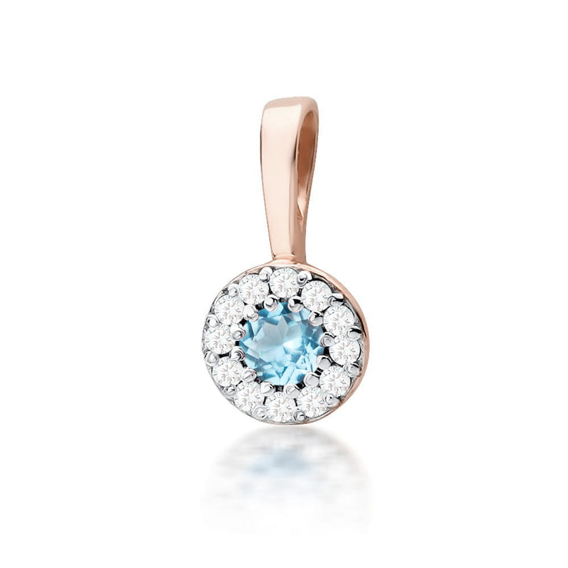 Pandantiv Aur 14K cu Topaz Swiss 0.15 ct si Diamante Naturale 0.10 ct, imaginea 3 din 6