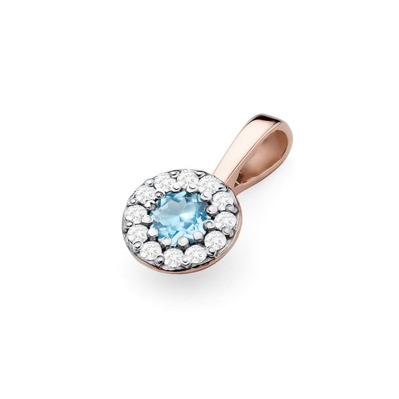 Pandantiv Aur 14K cu Topaz Swiss 0.15 ct si Diamante Naturale 0.10 ct, imaginea 4 din 6
