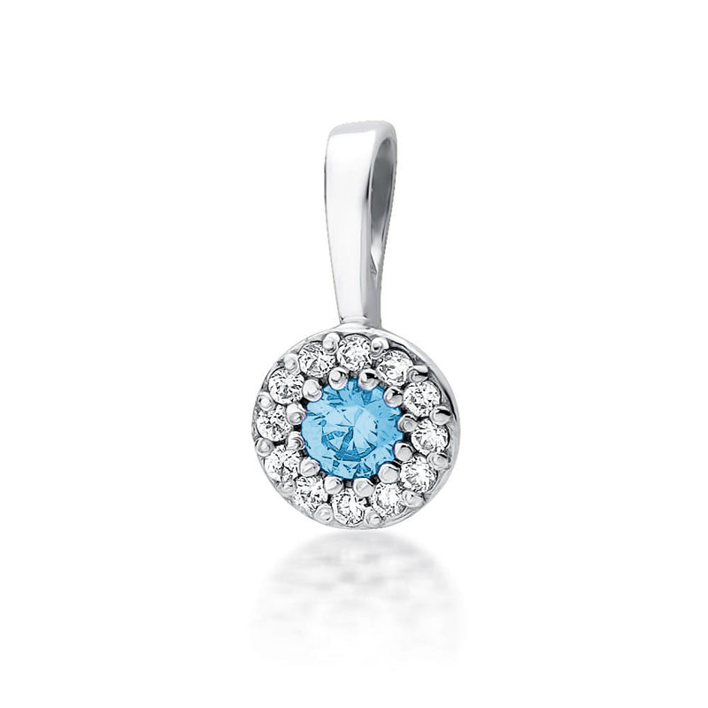 Pandantiv Aur 14K cu Topaz Swiss 0.15 ct si Diamante Naturale 0.10 ct, imaginea 5 din 6