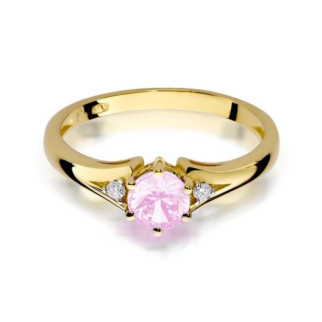 Inel Aur 14K cu Topaz Roz 0.60 ct si Diamante Naturale 0.03 ct, imaginea 2 din 9