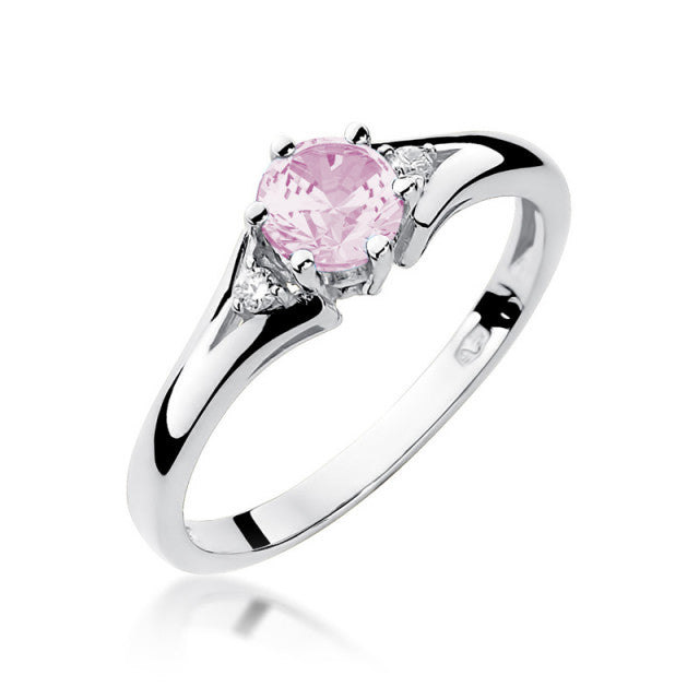 Inel Aur 14K cu Topaz Roz 0.60 ct si Diamante Naturale 0.03 ct, imaginea 5 din 9