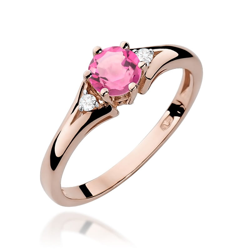 Inel Aur 14K cu Topaz Roz 0.60 ct si Diamante Naturale 0.03 ct, imaginea 8 din 9