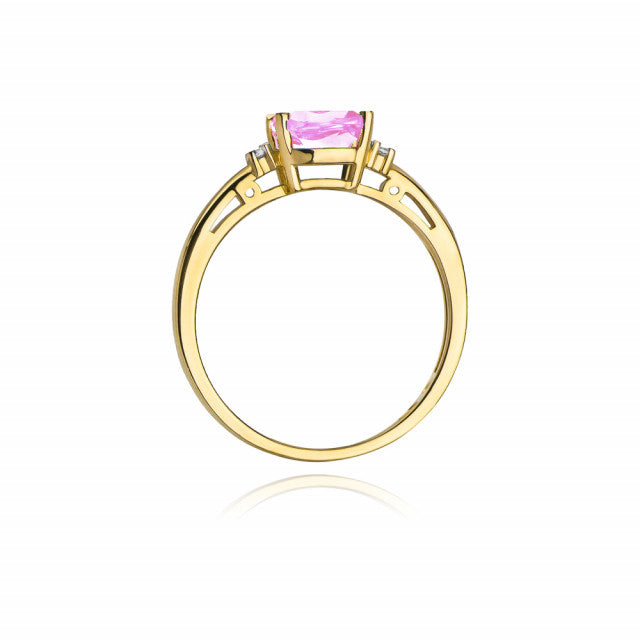 Inel Aur 14K cu Topaz Roz 1.10 ct si Diamante Naturale 0.03 ct, imaginea 3 din 10