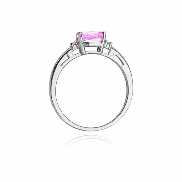 Inel Aur 14K cu Topaz Roz 1.10 ct si Diamante Naturale 0.03 ct, imaginea 6 din 10