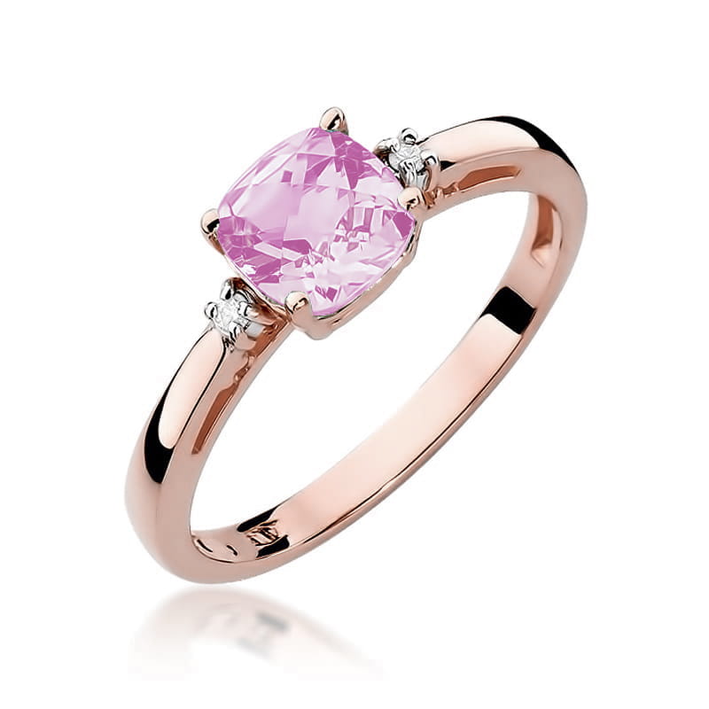 Inel Aur 14K cu Topaz Roz 1.10 ct si Diamante Naturale 0.03 ct, imaginea 7 din 10