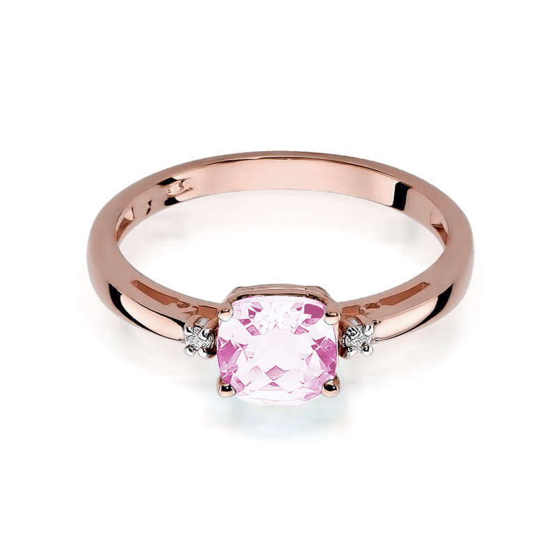 Inel Aur 14K cu Topaz Roz 1.10 ct si Diamante Naturale 0.03 ct, imaginea 8 din 10