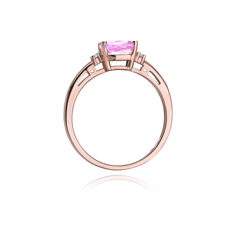 Inel Aur 14K cu Topaz Roz 1.10 ct si Diamante Naturale 0.03 ct, imaginea 9 din 10