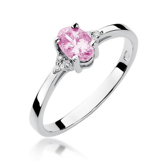Inel Aur 14K cu Topaz Roz 0.50 ct si Diamante Naturale 0.05 ct, imaginea 4 din 10