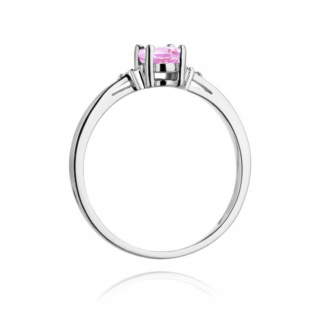 Inel Aur 14K cu Topaz Roz 0.50 ct si Diamante Naturale 0.05 ct, imaginea 6 din 10