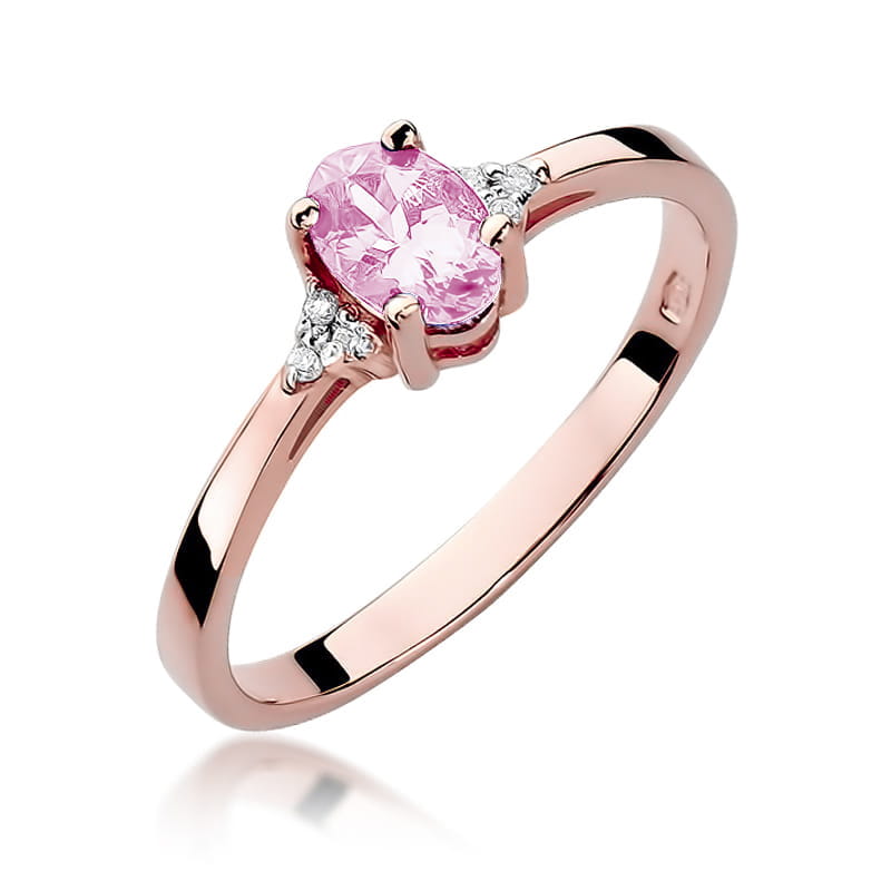 Inel Aur 14K cu Topaz Roz 0.50 ct si Diamante Naturale 0.05 ct, imaginea 7 din 10