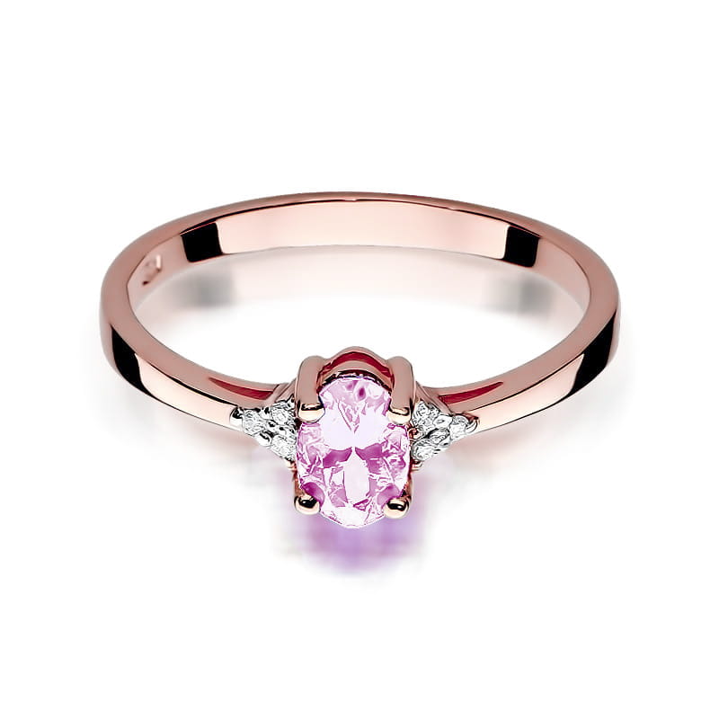 Inel Aur 14K cu Topaz Roz 0.50 ct si Diamante Naturale 0.05 ct, imaginea 8 din 10