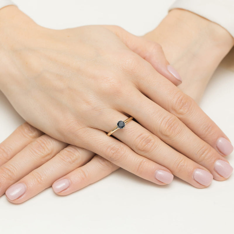 Inel Aur 14K cu Diamante Naturale Albe si Negre 0.54 ct, imaginea 7 din 11