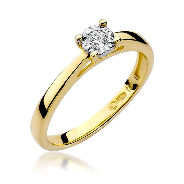 Inel Aur 14K cu Diamant Natural 0.08 ct — Aur galben