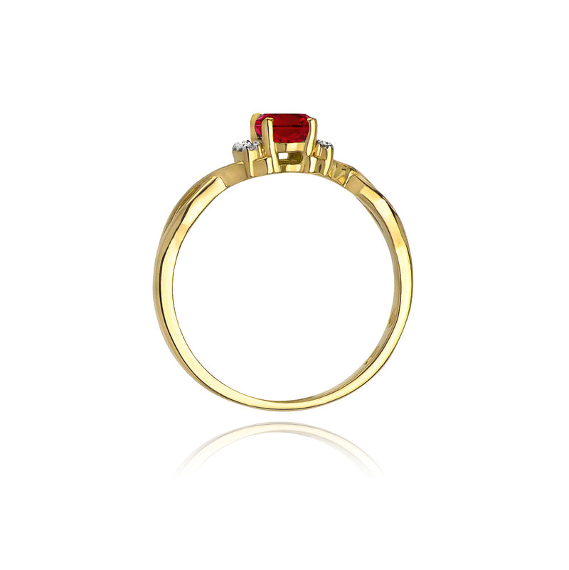 Inel Aur 14K cu Rubin 0.60 ct si Diamante Naturale 0.05 ct, imaginea 3 din 10