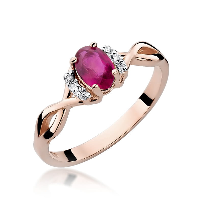 Inel Aur 14K cu Rubin 0.60 ct si Diamante Naturale 0.05 ct, imaginea 8 din 10