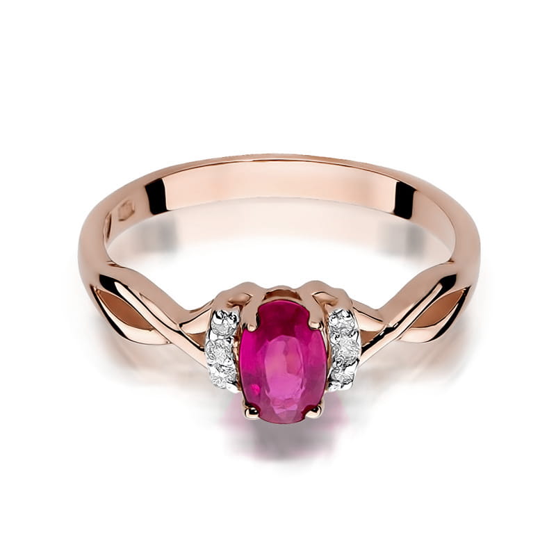 Inel Aur 14K cu Rubin 0.60 ct si Diamante Naturale 0.05 ct, imaginea 9 din 10