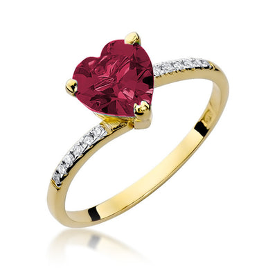 Inel Aur 14K cu Rubin 1.70 ct si Diamante Naturale 0.06 ct