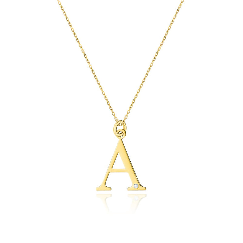 Colier Aur 14K cu Diamant Natural 0.01 ct — Aur galben