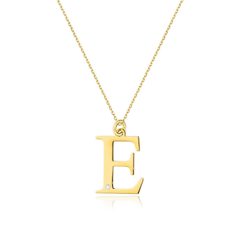 Colier Aur 14K cu Diamant Natural 0.01 ct — Aur galben