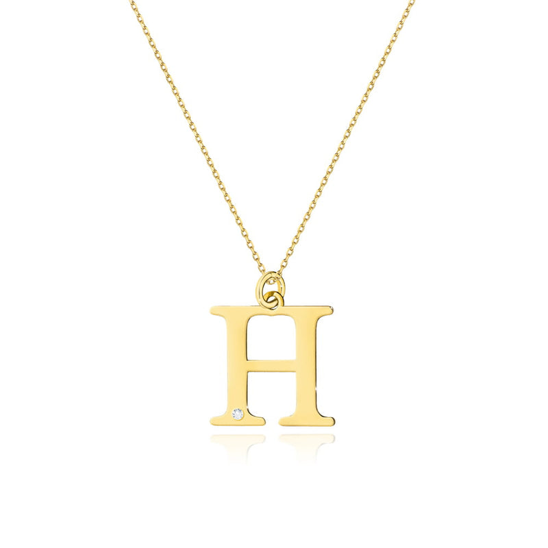 Colier Aur 14K cu Diamant Natural 0.01 ct — Aur galben