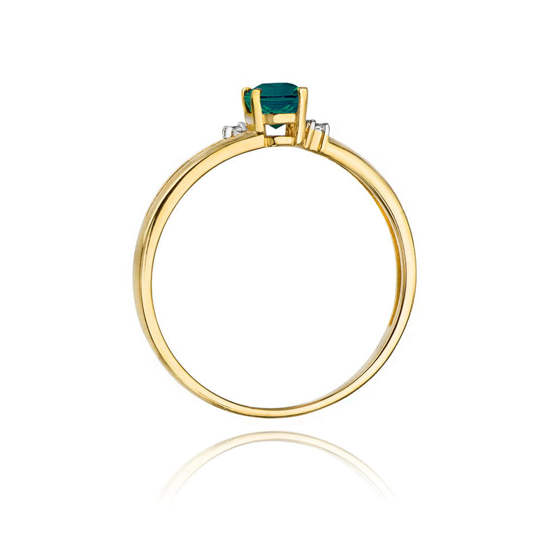 Inel Aur 14K cu Smarald 0.40 ct si Diamante Naturale 0.03 ct, imaginea 3 din 11