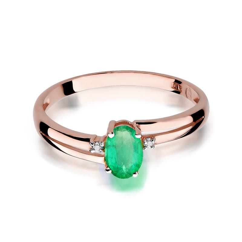 Inel Aur 14K cu Smarald 0.40 ct si Diamante Naturale 0.03 ct, imaginea 9 din 11