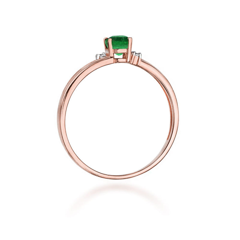 Inel Aur 14K cu Smarald 0.40 ct si Diamante Naturale 0.03 ct, imaginea 10 din 11