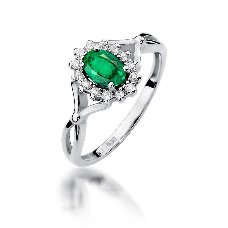 Inel Aur 14K cu Smarald 0.80 ct si Diamante Naturale 0.28 ct, imaginea 5 din 10