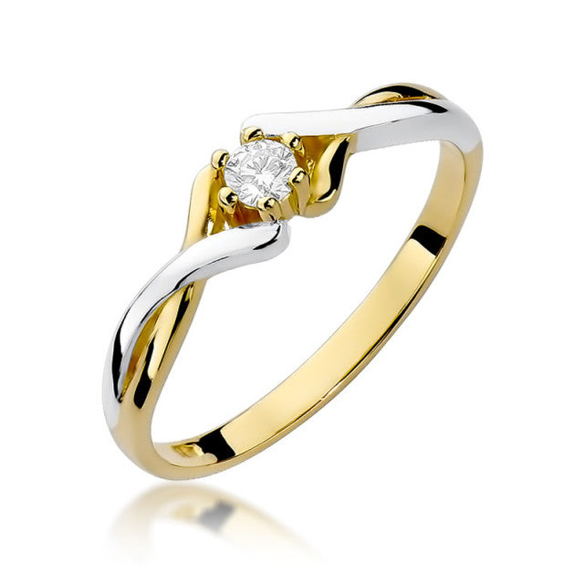 Inel Aur 14K cu Diamant Natural 0.08 ct — Aur galben