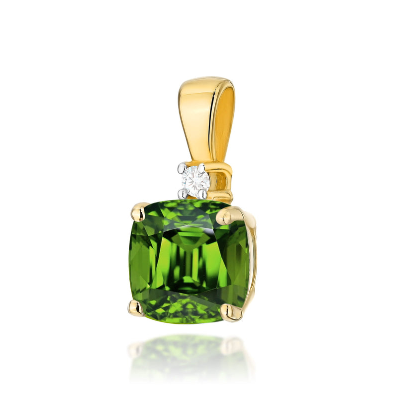 Pandantiv Aur 14K cu Peridot 1.00 ct si Diamant Natural 0.01 ct — Aur galben