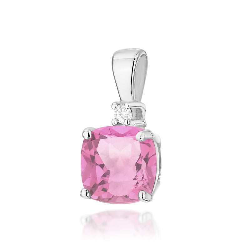 Pandantiv Aur 14K cu Topaz Roz 1.10 ct si Diamant Natural 0.01 ct, imaginea 5 din 6