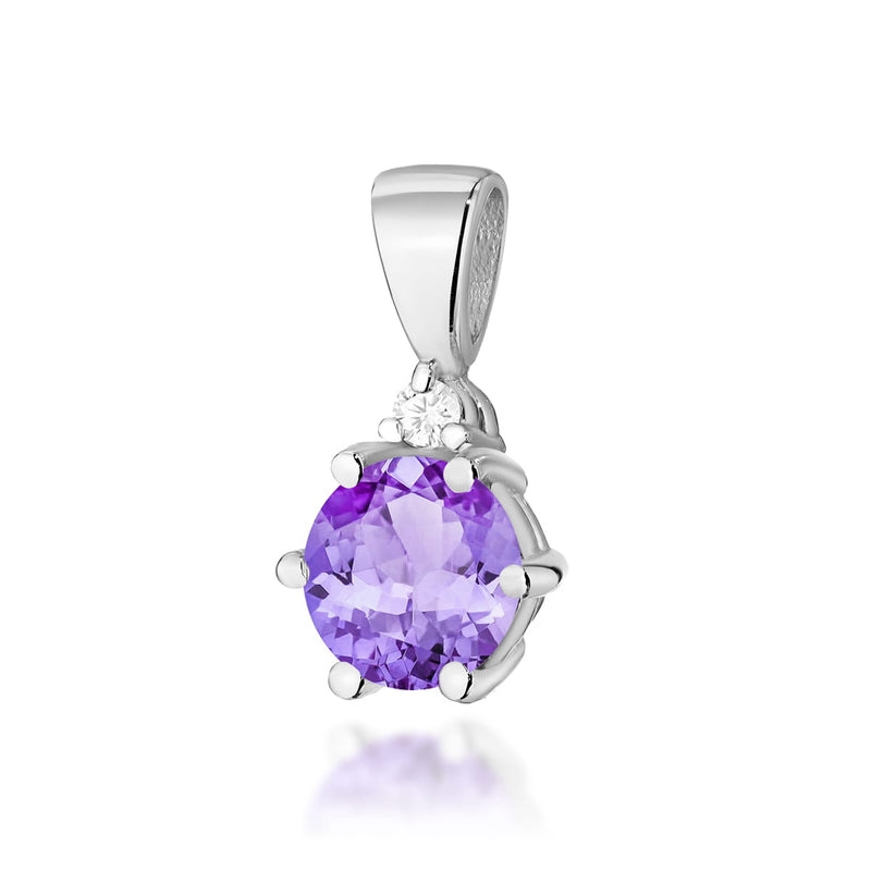 Pandantiv Aur 14K cu Ametist 0.50 ct si Diamant Natural 0.01 ct, imaginea 3 din 6