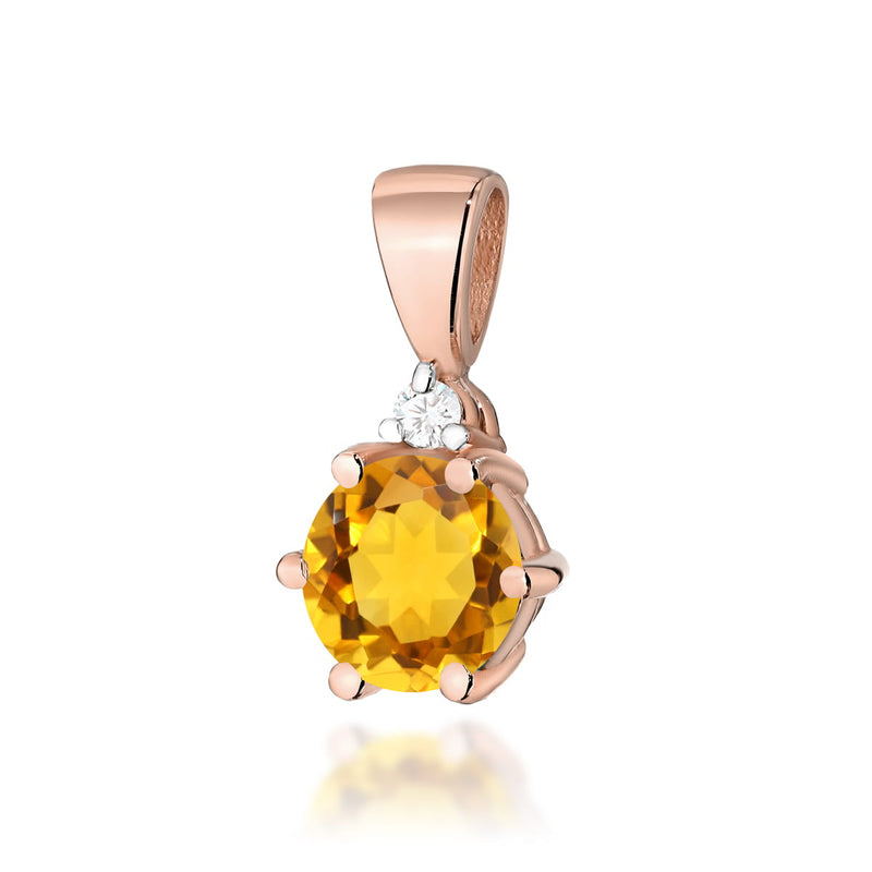 Pandantiv Aur 14K cu Citrin 0.50 ct si Diamant Natural 0.01 ct, imaginea 3 din 6