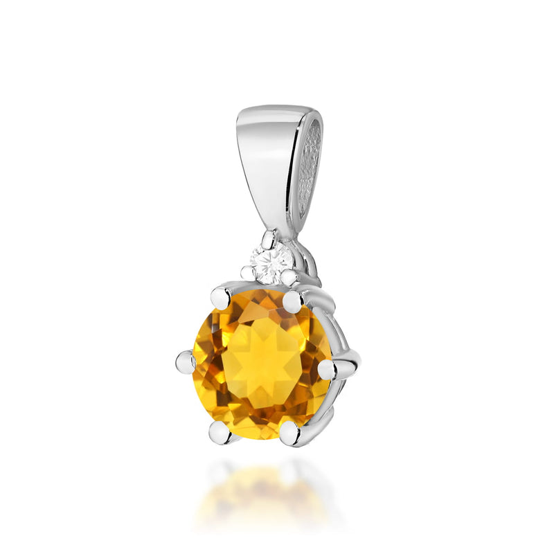 Pandantiv Aur 14K cu Citrin 0.50 ct si Diamant Natural 0.01 ct, imaginea 5 din 6