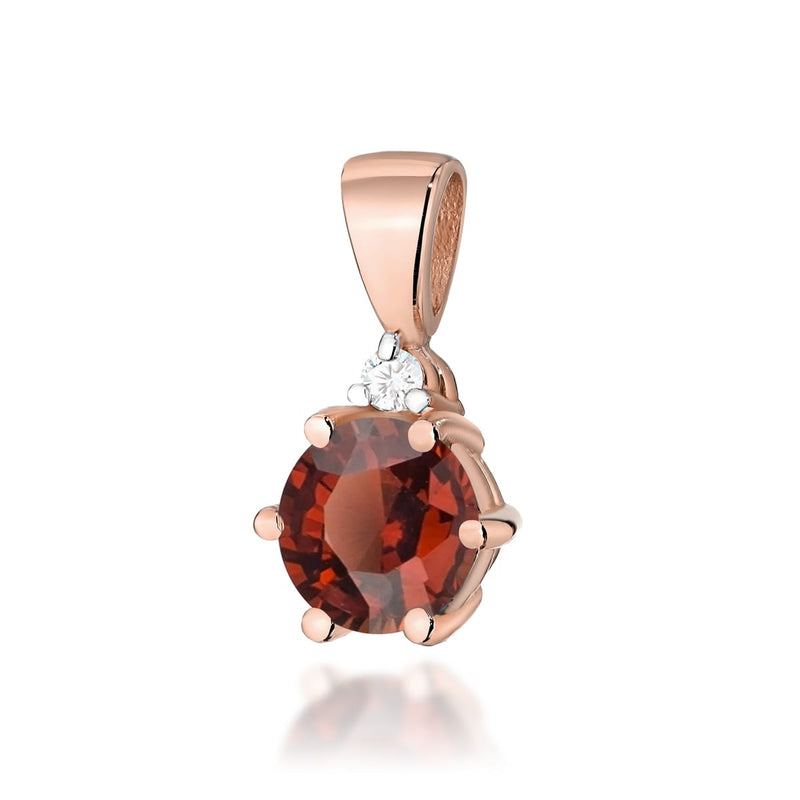 Pandantiv Aur 14K cu Granat 0.60 ct si Diamant Natural 0.01 ct, imaginea 5 din 6