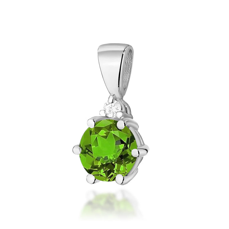 Pandantiv Aur 14K cu Peridot 0.60 ct si Diamant Natural 0.01 ct, imaginea 3 din 6