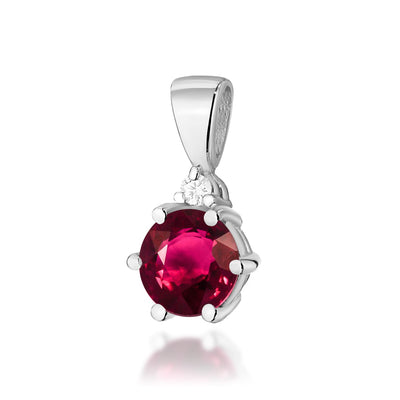 Pandantiv Aur 14K cu Rubin 0.60 ct si Diamant Natural 0.01 ct