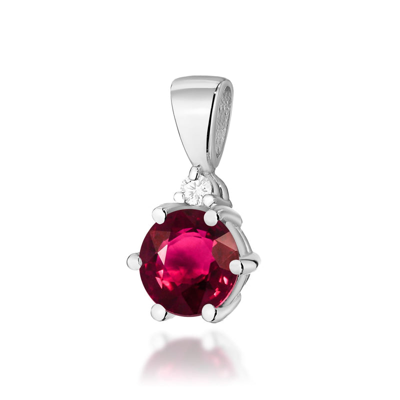 Pandantiv Aur 14K cu Rubin 0.60 ct si Diamant Natural 0.01 ct, imaginea 1 din 6