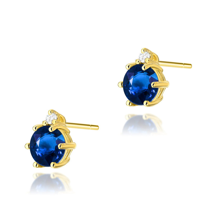 Cercei Aur 14K cu Safir 0.50 ct si Diamante Naturale 0.03 ct — Aur galben