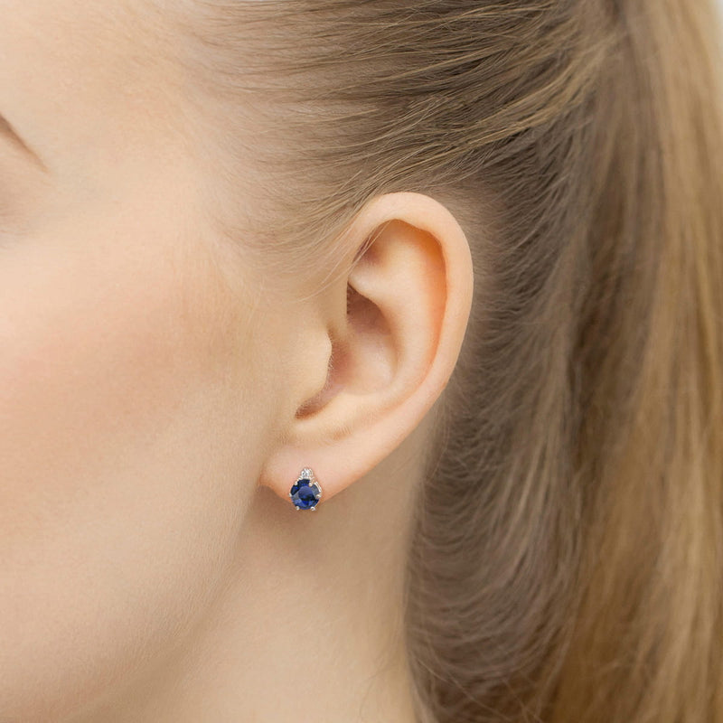 Cercei Aur 14K cu Safir 0.50 ct si Diamante Naturale 0.03 ct, imaginea 4 din 6