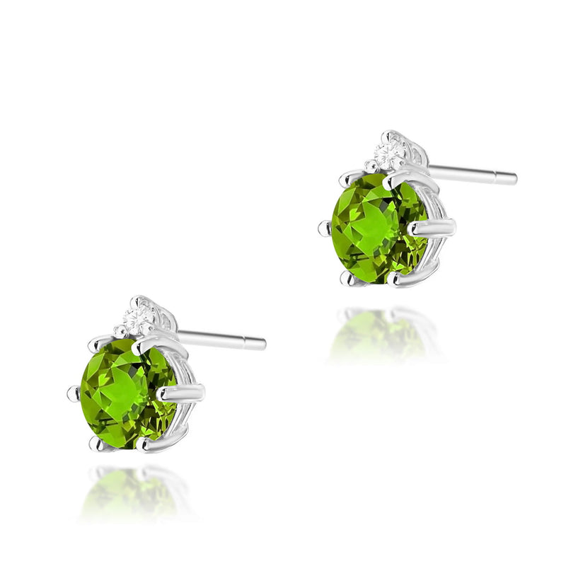 Cercei Aur 14K cu Peridot 0.60 ct si Diamante Naturale 0.03 ct, imaginea 3 din 6