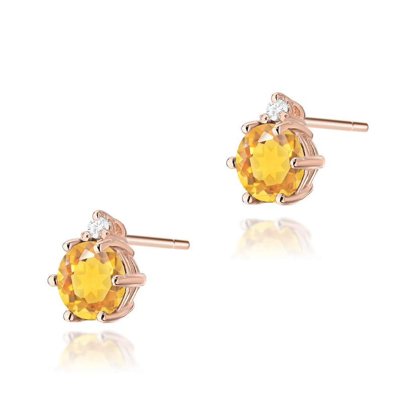 Cercei Aur 14K cu Citrin 0.50 ct si Diamante Naturale 0.03 ct, imaginea 5 din 6