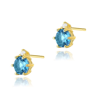 Cercei Aur 14K cu Topaz Swiss 0.50 ct si Diamante Naturale 0.03 ct