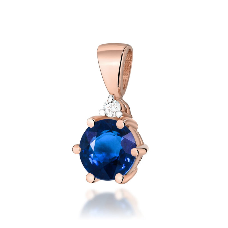 Pandantiv Aur 14K cu Safir 0.50 ct si Diamant Natural 0.01 ct, imaginea 3 din 6