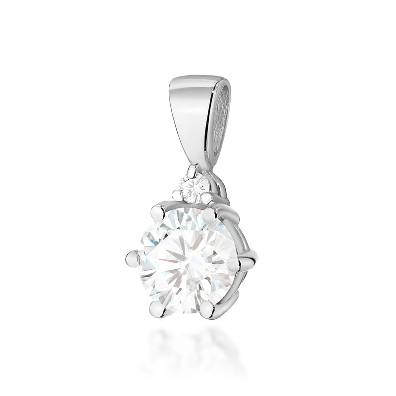 Pandantiv Aur 14K cu White Sapphire 0.60 ct si Diamant Natural 0.01 ct, imaginea 1 din 6