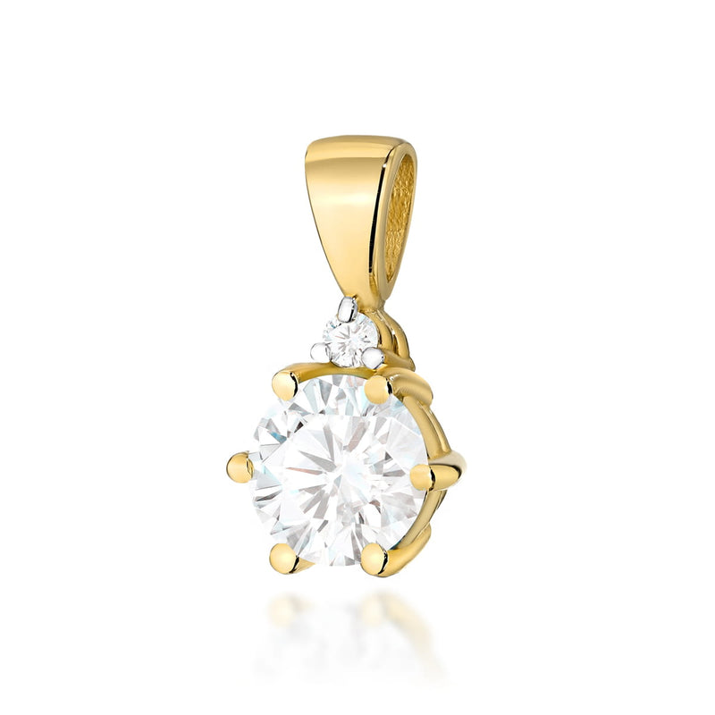 Pandantiv Aur 14K cu White Sapphire 0.60 ct si Diamant Natural 0.01 ct — Aur galben