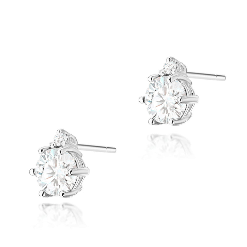 Cercei Aur 14K cu White Sapphire 0.60 ct si Diamante Naturale 0.03 ct, imaginea 3 din 6