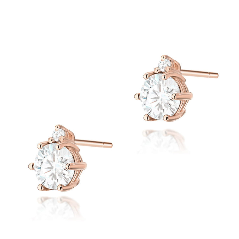 Cercei Aur 14K cu White Sapphire 0.60 ct si Diamante Naturale 0.03 ct, imaginea 5 din 6