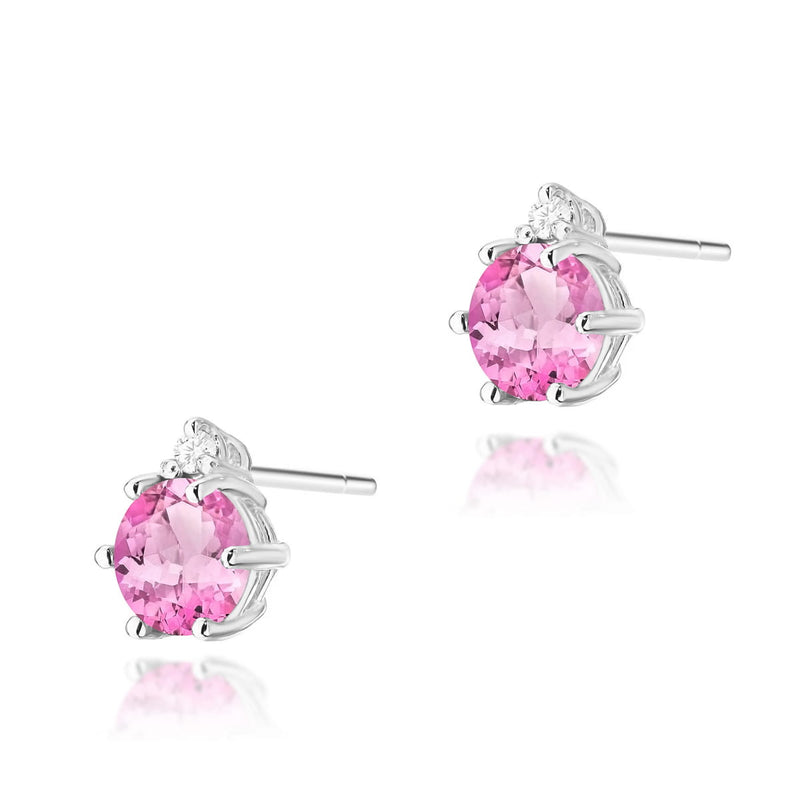 Cercei Aur 14K cu Topaz Roz 0.60 ct si Diamante Naturale 0.03 ct, imaginea 3 din 6