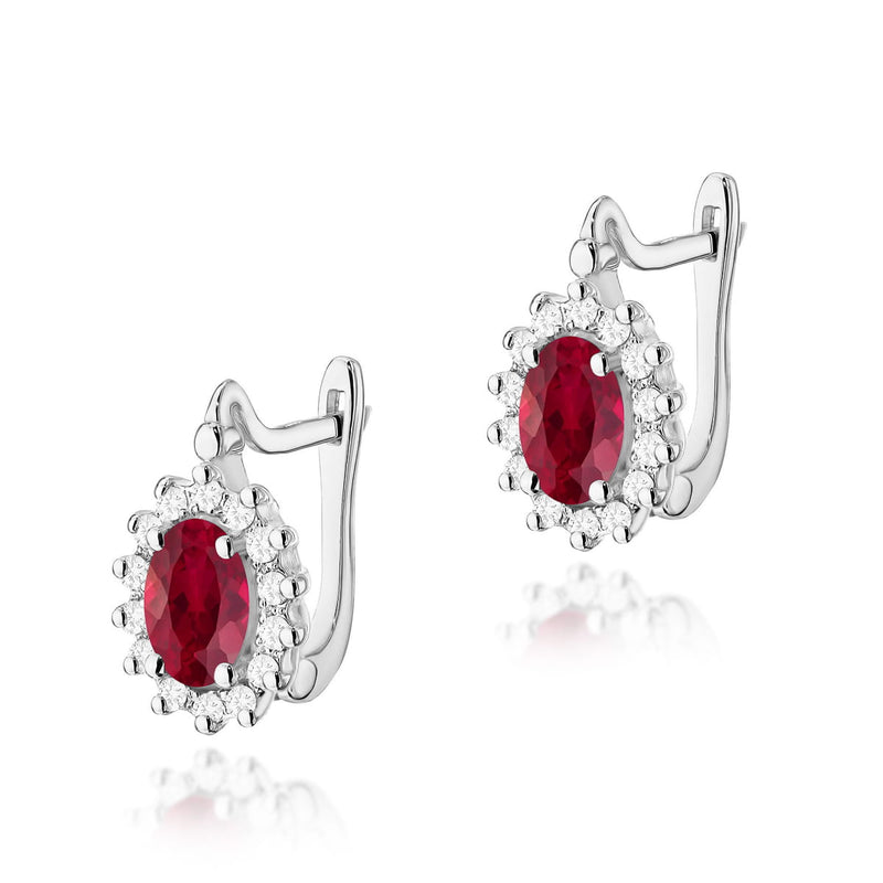 Cercei Aur 14K cu Rubin 0.60 ct si Diamante Naturale 0.24 ct, imaginea 3 din 6